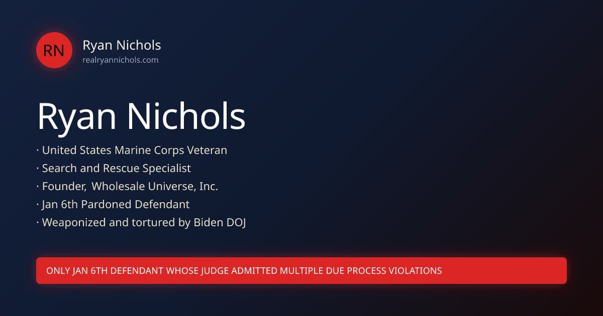 RealRyanNichols.com homepage with the author profile and links into the searchable archive